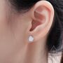 Sterling Silver Lab Opal Heart Stud Earrings, thumbnail 6 of 12