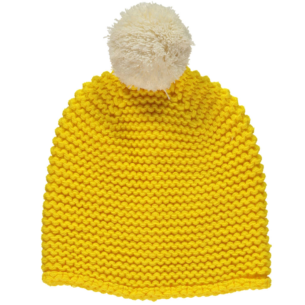 chunky knit beanie yellow by lowie