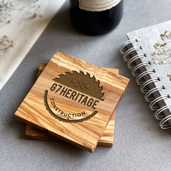 Personalised Olive Wood Coaster 24 Design Choices, 7 of 11
