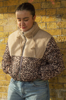 Leopard Print Waterproof And Teddy Mix Jacket, 4 of 7