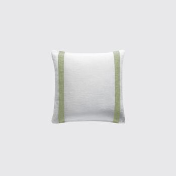 Olive Stripe Linen Cushion | Finest Belgian Linen, 2 of 2