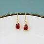 Sterling Silver Garnet Red Cz Droplet Drop Earrings, thumbnail 3 of 12