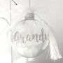 Personalised Luxury White Feather Filled Glass Memorial Bauble, thumbnail 1 of 4