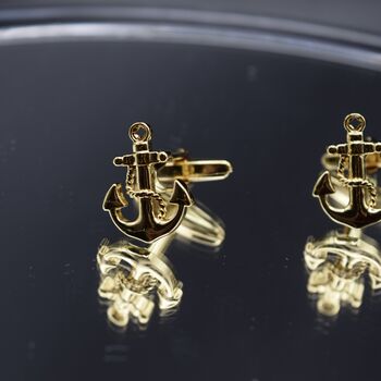 Anchor Gold Cufflinks Gift Captaion 316 L Stainless Steel, 4 of 6