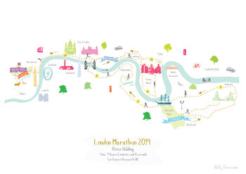London Marathon Route Map Personalised Print, 6 of 7