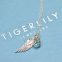 Silver Angel Wing And Blue Topaz Pendant Necklace, thumbnail 2 of 3