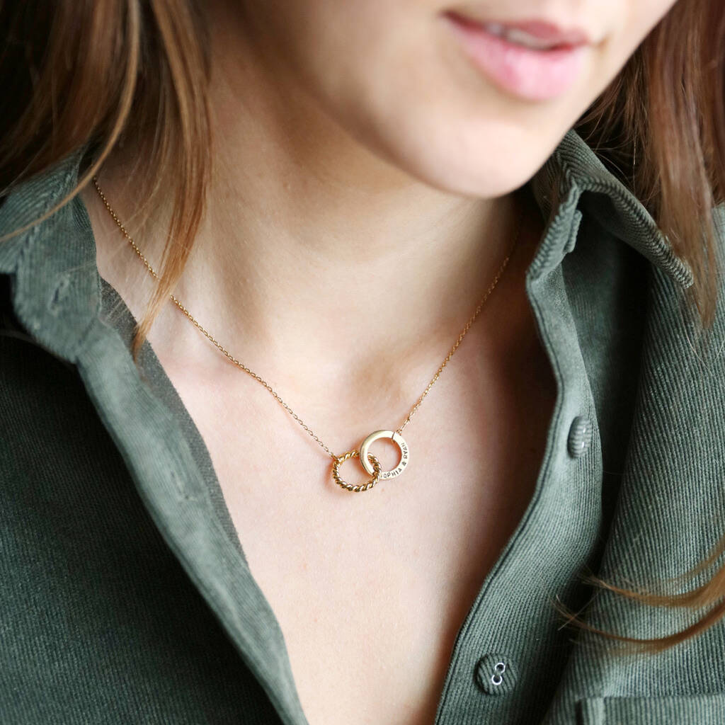 Personalised Interlocking Twisted Ring Necklace By Lisa Angel