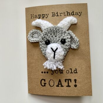 Old Goat Funny Crochet Birthday Card Handmade, 3 of 6