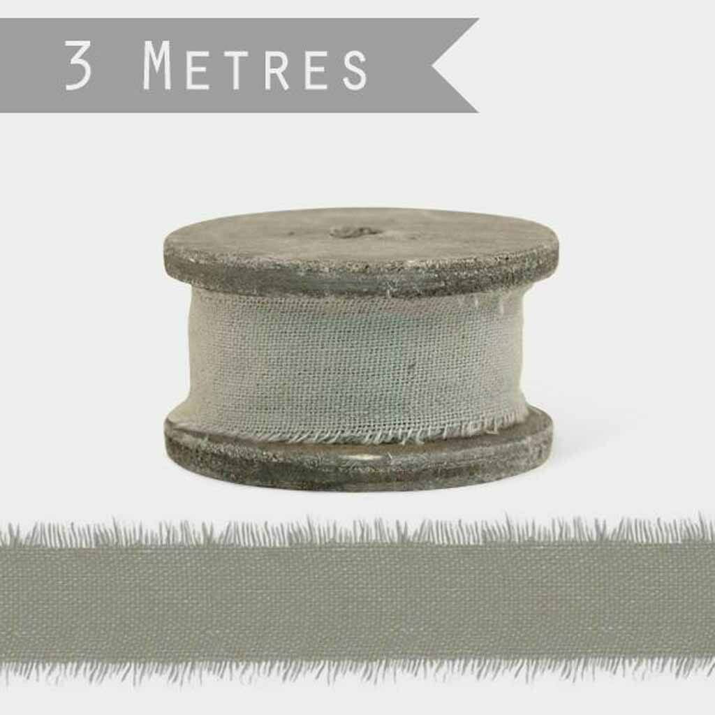 Blue Grey Linen Ribbon With Frayed Edges 3m Roll By The Wedding of my