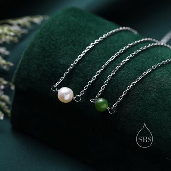 Sterling Silver Jade Bead Necklace, 9 of 12
