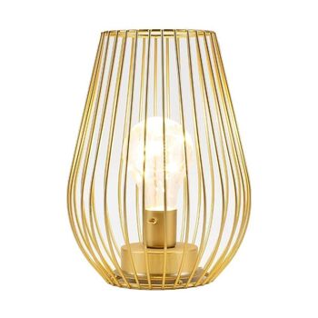 Gold Metal Cage Cordless Lantern Lamp, 5 of 6