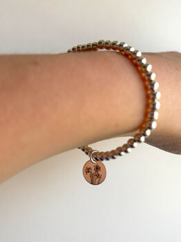 Sterling Silver Daffodil Beaded Bracelet With Engraved Tag, 4 of 8
