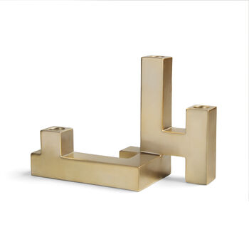 Gold Tube Abstract Structure Candle Holder, 3 of 3