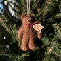 Personalised Festive Bear Christmas Tree Decoration, thumbnail 1 of 2