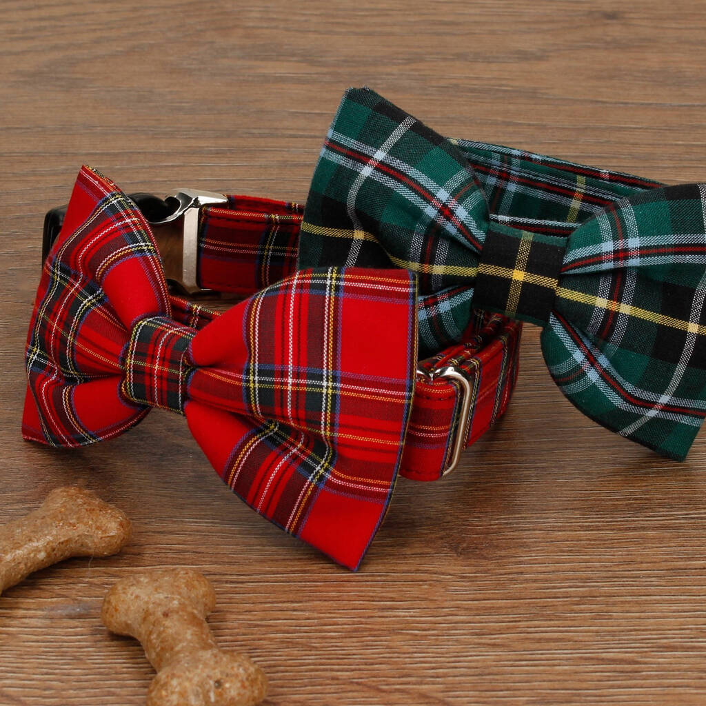 Tartan Bow Tie Dog Collar, 1 of 3