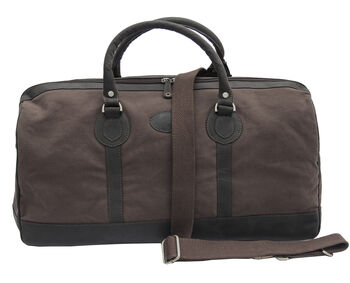 Brown Waxed Canvas And Leather Travel Holdall, 3 of 6