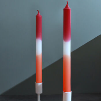 G Decor Set Of Two Dinner Candles Crimson/White/Orange, 3 of 3
