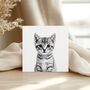 Cute Hand Drawn Kitten Greeting Card Illustration, thumbnail 1 of 6