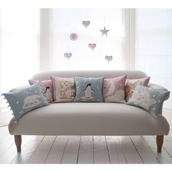 Luxury Wool Dreaming Cherub Cushion With Sequins, 4 of 4