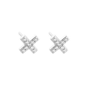 Pave Cross Stud Earrings, Sterling Silver Or Gold Plated, 4 of 6
