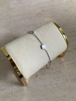 18 K Gold Plated Dainty Silver Clover Bracelet, 3 of 6