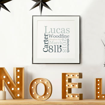 Personalised New Baby Typographic Print, 2 of 5