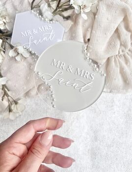 Personalised Pearl Wedding Cake Topper, 3 of 5
