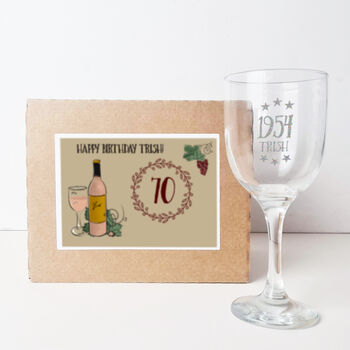Personalised 70th Birthday Engraved Wine Glass Gift, 2 of 8