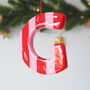 Personalised Pink And Red Striped Letter Ornament, thumbnail 1 of 2