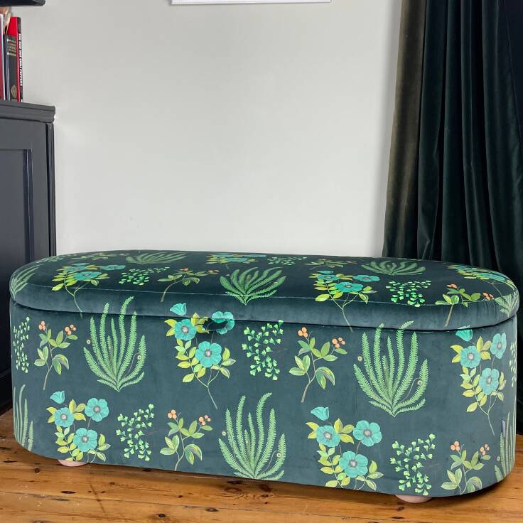 Liberty Velvet Upholstered Blanket Box, 1 of 10