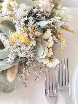 Dried Eucalyptus Wreath With Yellow Flowers, 4 of 7