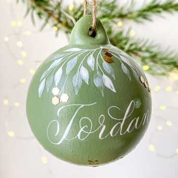 Personalised Ceramic Handwritten Name Bauble, 5 of 8