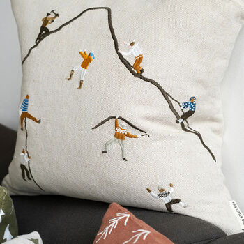 Mountain Climbers Embroidered Cushion Cover, 2 of 5