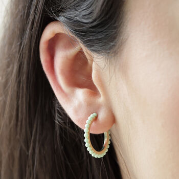 Stone Hoop Earrings In Gold Plating, 3 of 11