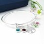 Family Tree Birthstone Bangle Sterling Silver, thumbnail 1 of 5