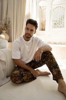 Men's Black Cotton Batik Trousers, 5 of 8