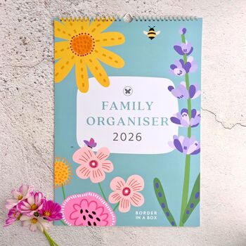Family Organiser 2026 Wall Planner Calendar Flower Design A3, Five Column, 2 of 9