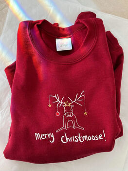 Embroidered 'Merry Christmoose' Christmas Jumper, 3 of 5