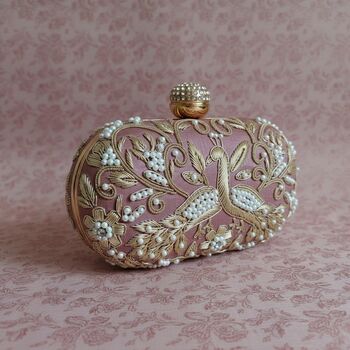 Peacock Oval Pink Clutch, 9 of 12