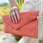 Personalised Suede Clutch Bag In A Choice Of Colours, thumbnail 1 of 2