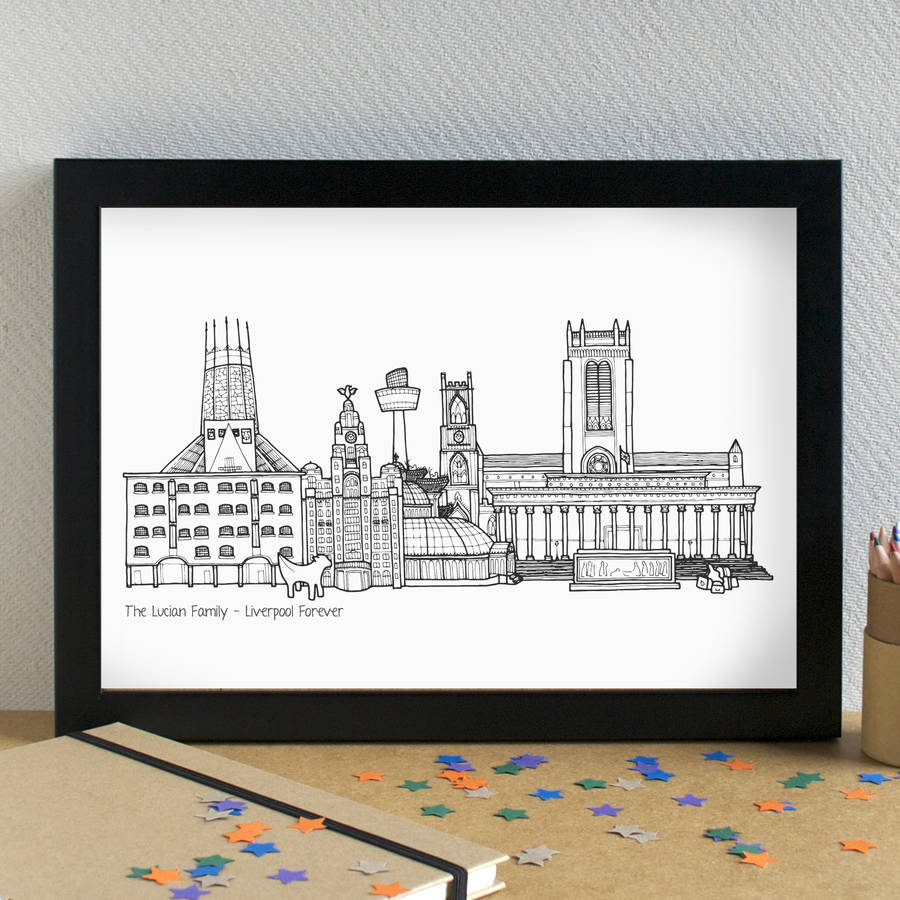 Liverpool Landmarks Skyline Art Print Unframed By Becka Griffin ...