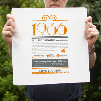 Personalised 90th Birthday Gift 1936 Handkerchief Pair, 6 of 9