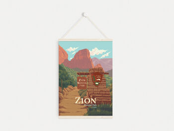 Zion National Park USA Travel Poster Art Print, 6 of 8