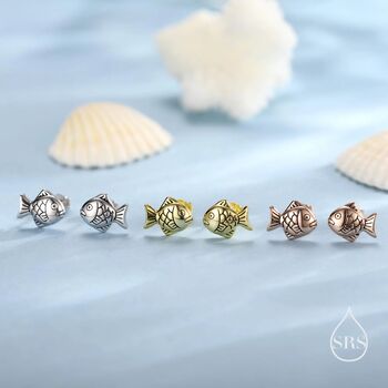Sterling Silver Japanese Taiyaki Fish Desert Stud Earrings, 3 of 12