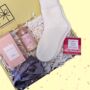 Luxury Socks, Flower Candle And Satin Accessory Giftbox, thumbnail 1 of 7