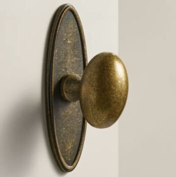 Antique Brass Egg Knob With Backplate, 5 of 5