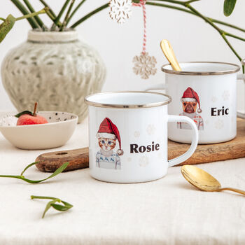 Festive Cat In A Jumper Personalised Christmas Mug, 2 of 4