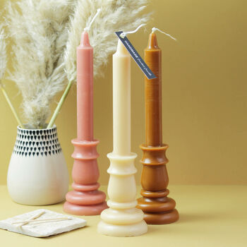 Large Coloured Vegan Wax Candlestick, 3 of 9
