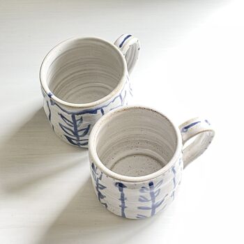 Big Huggable Mug With Blue And White Abstract Floral Hand Painted Design, 12 of 12