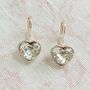 Silver Plated Diamanté Heart Drop Earrings, thumbnail 3 of 4